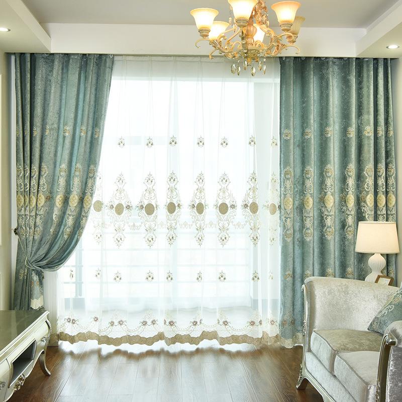 

High-grade Chenille Embroidery Shade Curtains for Living Dining Room Bedroom, Tulle