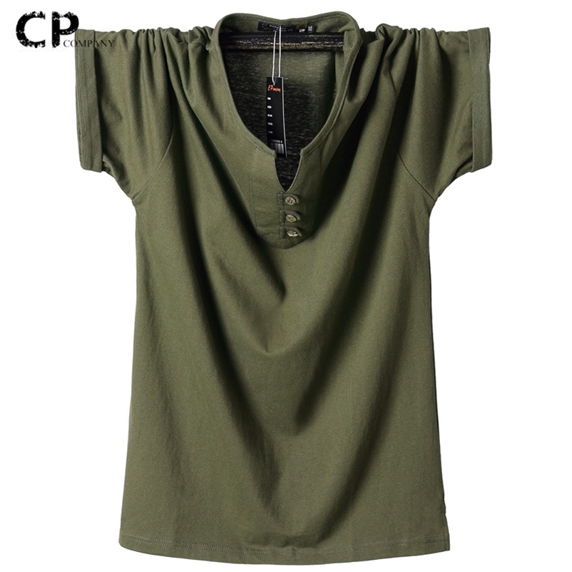 Summer Black T-shirt Men 5XL 6XL 7XL 8XL Plus Size Men T Shirt Cotton Short Sleeve T Shirts Men V Neck Casual Solid Tee Top 210726