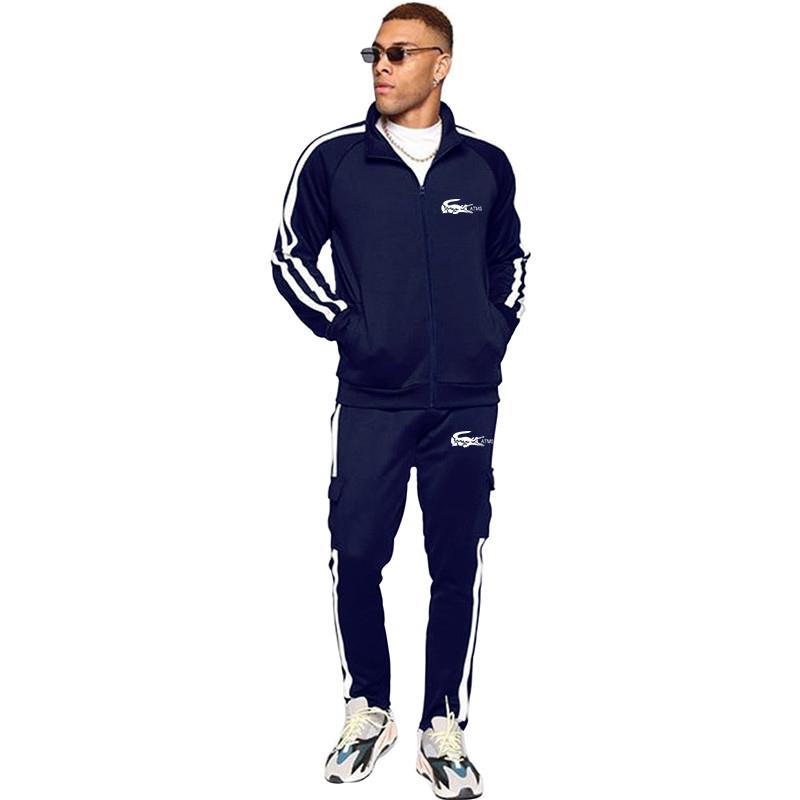 

Men's Tracksuits 20 Casual Suit Crocodile Print Top And Pants 2-piece Zipper Sweatshirt Sportswear Clothes 3XL, 4colour