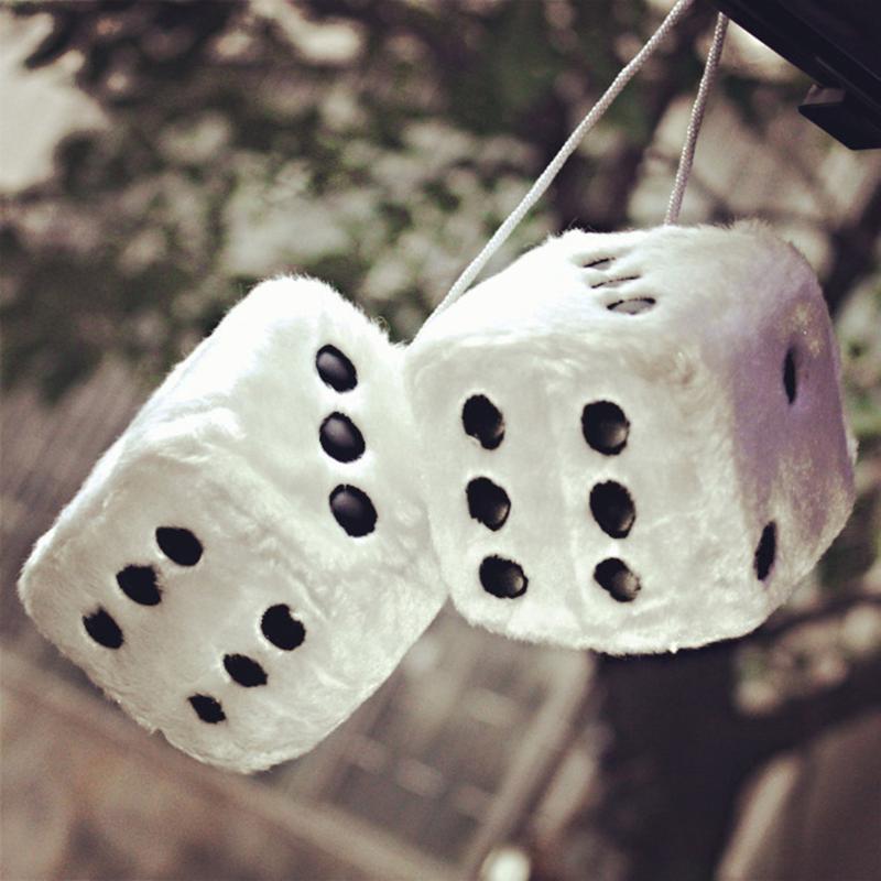 

Interior Decorations Fuzzy Charm Plush Car Dice Pendant Furry Wall Rear View Mirror Decoration Hanging Ornament Toy