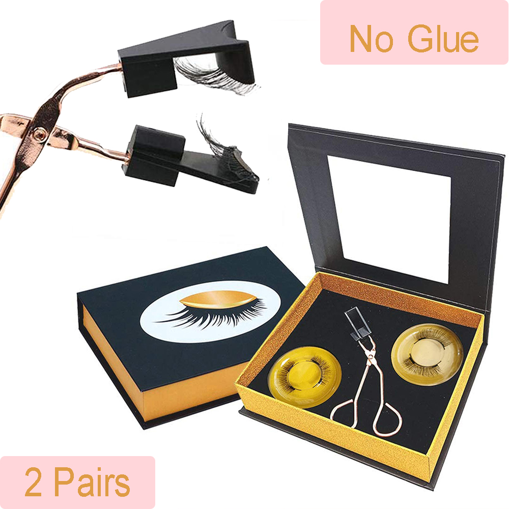 

Magnetic Eyelashes Without Eyeliner 3D Reusable extension Magic Mink Fiber Lashes NO Glue Ultra Thin Magnet Light False Eyelash with Tweezers Natural Look (2 Pairs)