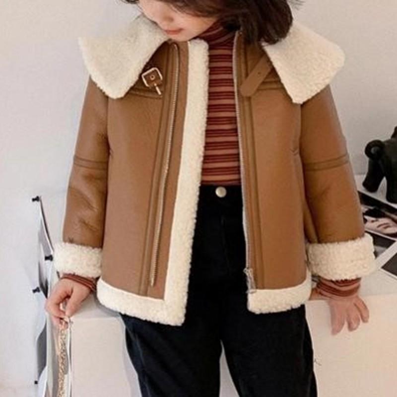 

Jackets Girls Jacket Leather Fleece Thickness Kids Coats Children Outerwear Winter Autumn 2021BT332, Blue;gray