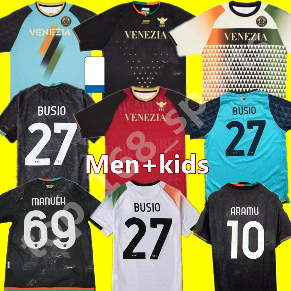 

Venezia Football Jerseys 21/22 #10 ARAMU #9 FORTE Venice Home Black Soccer Jersey #27 BUSIO #7 MAZZOCCHI Away White Shirt 2021/2022 Men 3rd Adult Uniforms 4th Red, Adult 4th