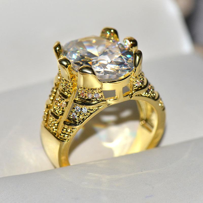 

Wedding Rings Luxury White Blue Purple Zircon Engagement Ring Vintage Gold Filled For Men Women Jewelry Arrival Big Size