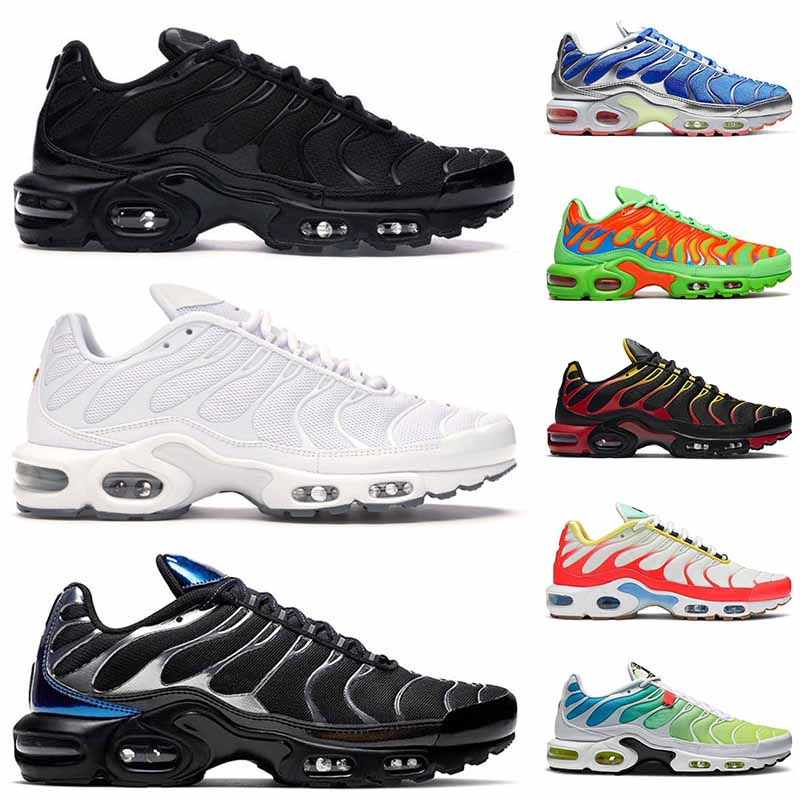 

Wholesale 2021 TN Plus Men running Shoes Triple White Black Silver Sports Volt Glow SupWhite Outdoor Sneakers Shoe TNs size 36-46, #29 have day 40-46