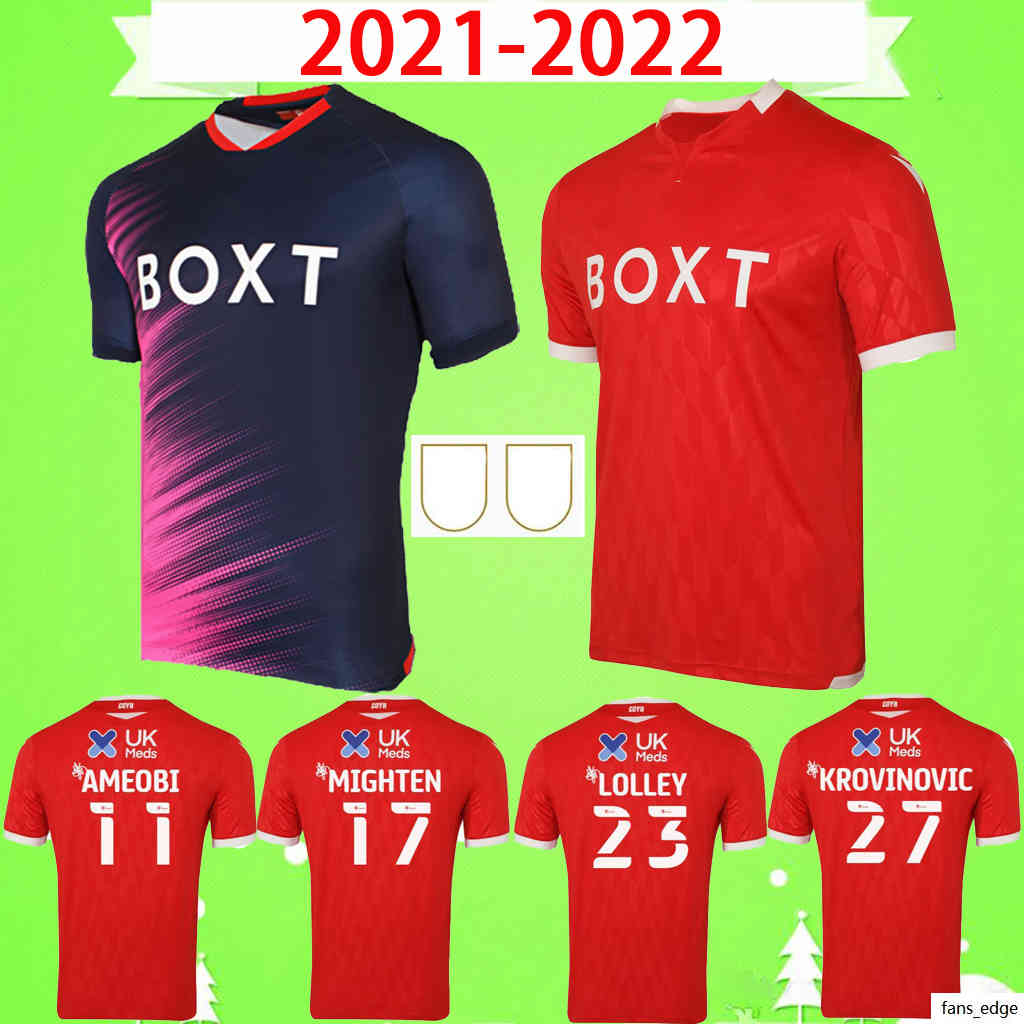 

Adult mens 21 22 Nottingham Forest Soccer Jerseys home away red blue LOLLEY GRABBAN 2021 2022 WATSON CASH Football Shirt SILVA AMEOBI SIZE