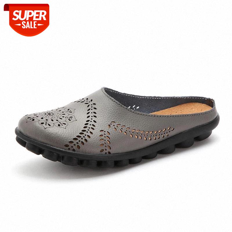 

2020 Shoes Woman Genuine Leather Women Flats Hollow Cut-Outs Shoes Women's Loafers Female Solid Shoe mocassin femme Plus Size #fO9Q