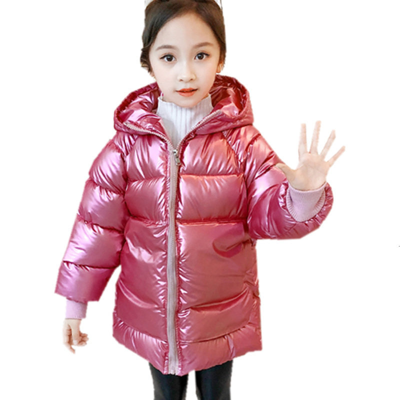 

2021 New Children's Jacket for Bright to Thicken Girls Winter Clothes Parka Coat with Hoodie Waterproof Jackets Outwear 4-13yrs R02t, Blue;gray