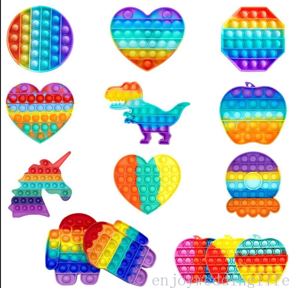 

DHL 24H Ship Push Pop Fidget Toy Rainbow Bubble Sensory Autism Special Needs Stress Reliever It Squeeze Sensory Toy for Kids Family