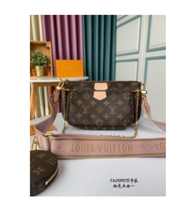 

LVLOUISVITTON VUTTON MULTI POCHETTE ACCESSOIRES Designers Shoulder Bags luxury women crossbody Leather handbags purses lady tote with Coin Purse wallet, Red