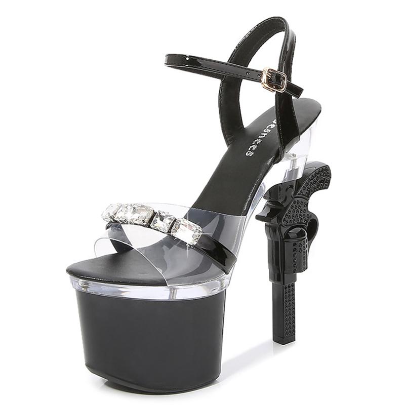 

Sandals 17cm High Heel Female Car Model Sexy Fairy Lady Transparent Super T-stage Nightclub, Red