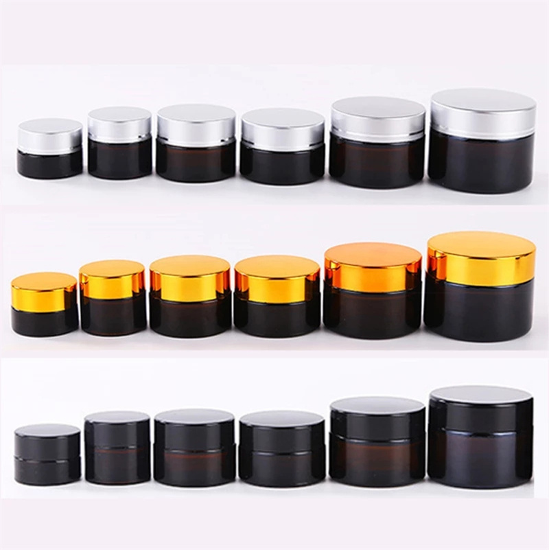 

5g 10g 15g 20g 30g 50g Amber Glass Cream Jar Bottle Cosmetic Makeup Jars Refillable Lotion Bottles