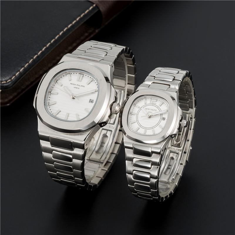 

Patek Philippe factory mens automatic mechanical watches silverb strap blue gold watch stainless waterproof wristwatch montre de luxe lady watches, Slivery;brown