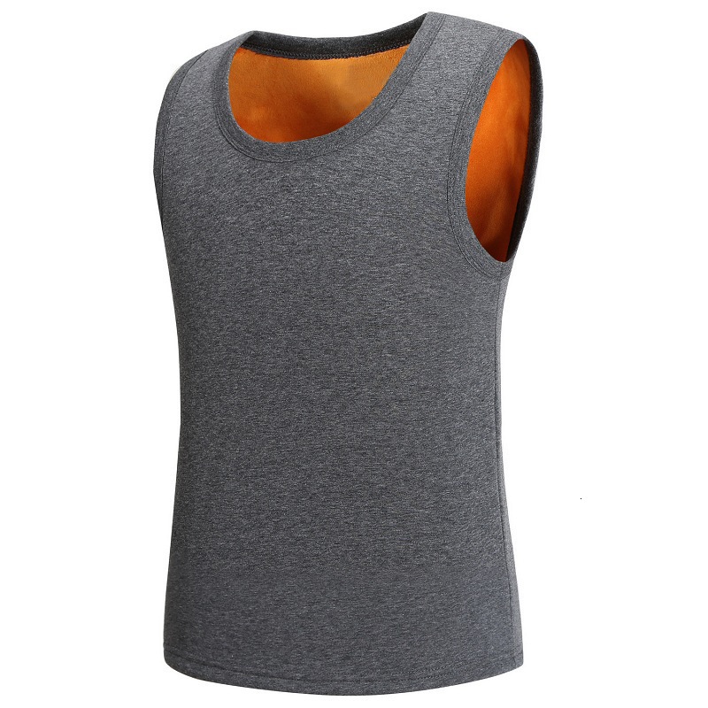 

2021 New Underwear Men Winter Fleece Vest Male Thick Warm Waistcoat Outwear Casual Thermal Soft Vests Mens Sleeveless Tank Tops Yuxa, Single side velvet 1