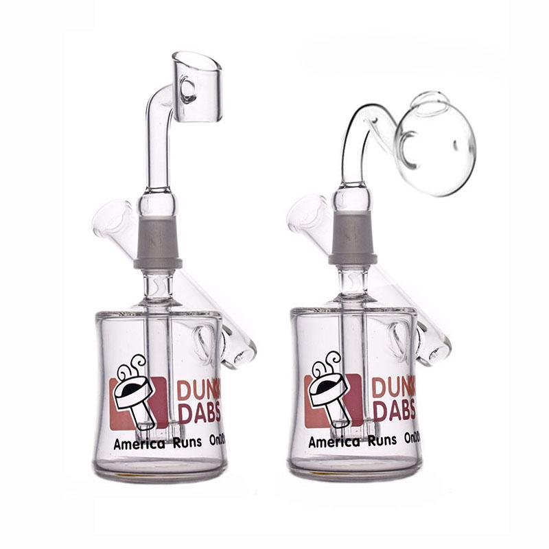 

US Popular Dab cups cheap mini hitman bongs glass water pipes percolator recycler oil rigs perc fritted cigarette rolling machine with 14mm