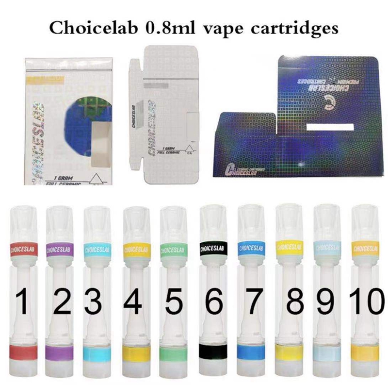 

Choiceslab Full Ceramic Coil Glass Vape Cart Atomizer Cartridges 0.8ml Empty 510 Thread Thick Oil Cartridge Packaging Vaporizer