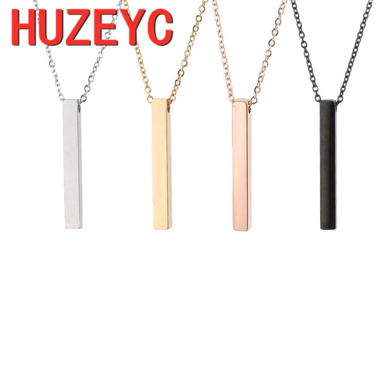 

Pendant Necklaces Trend Stainless Steel Women Necklace Simple Long Chain Rectangular Statement Couples Choker Jewelry Gifts