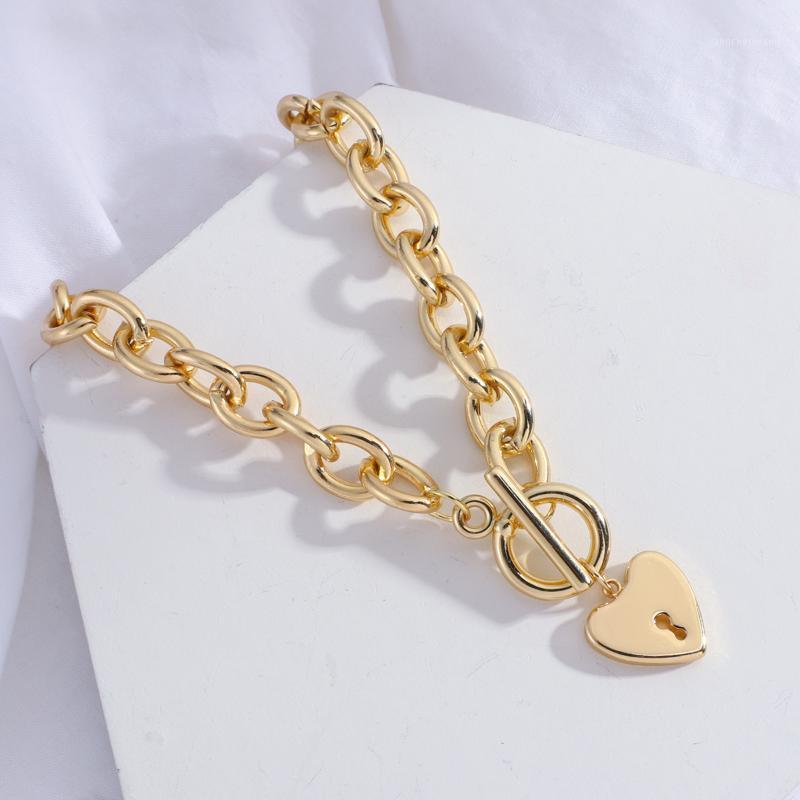 

Chains Thick Chain Clasp Gold Color Claps Necklaces Heart Pendant For Women Minimalist Choker Necklace Jewelry