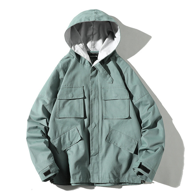 

2021 Streetwear Bomber Man Jackets New Printing Letter Pullover Pockets with Hoodie Hip Hop Casual Jacket Bckh, Green