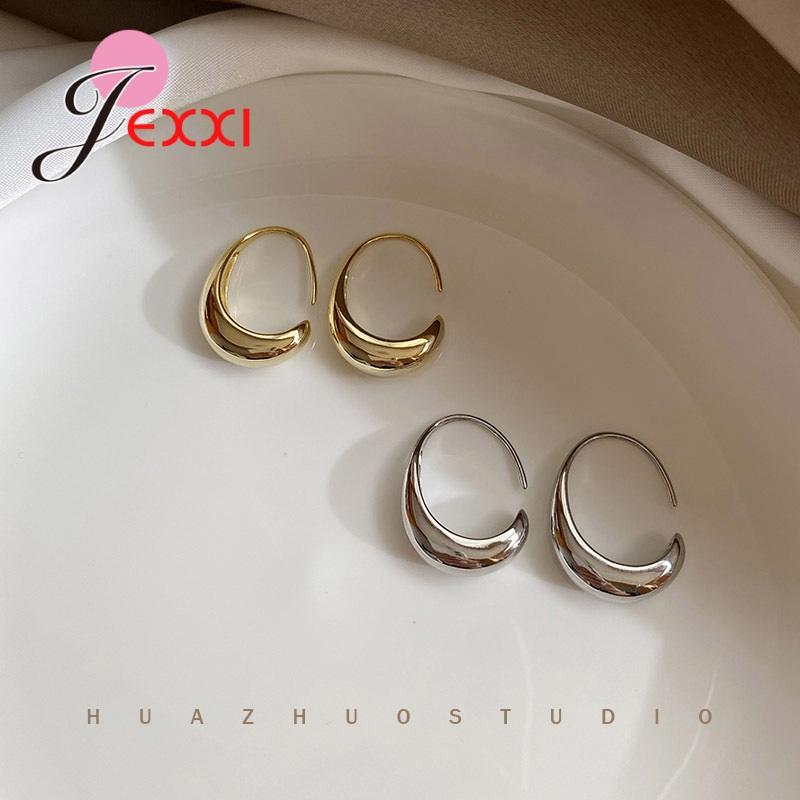 

New Simple 925 Sterling Silver Hoop Earrings for Women Girl Trendy C Shape Earring Bride Jewelry Minimalist Gifts Brincos