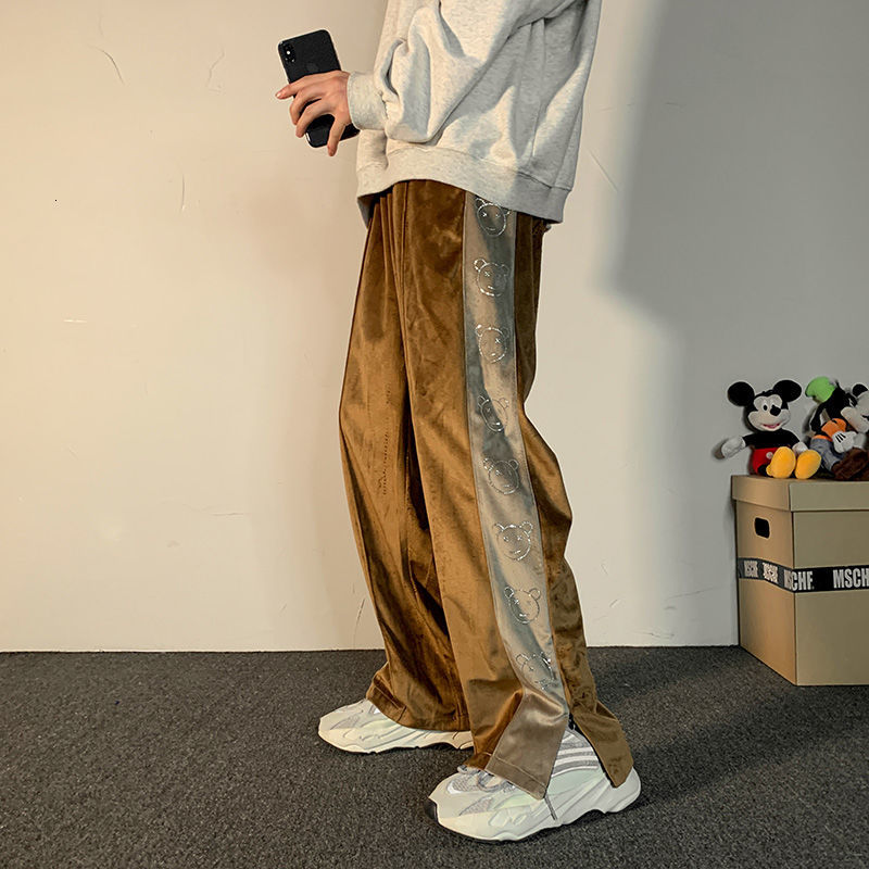 

New 2021 From Hip-hop-style Veet Men Fashion Trend Pants Homme Ample Leg Streetwear Runners M- Sweatpants 68rd, Gray.