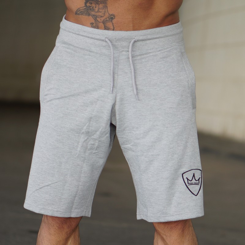 

2021 Men Summer New Loose Cotton Shorts Man Gyms Fitness Knee Length Sweatpants Male Jogger Workout Crossfit Brand Short Pants Ca8v, Light grey