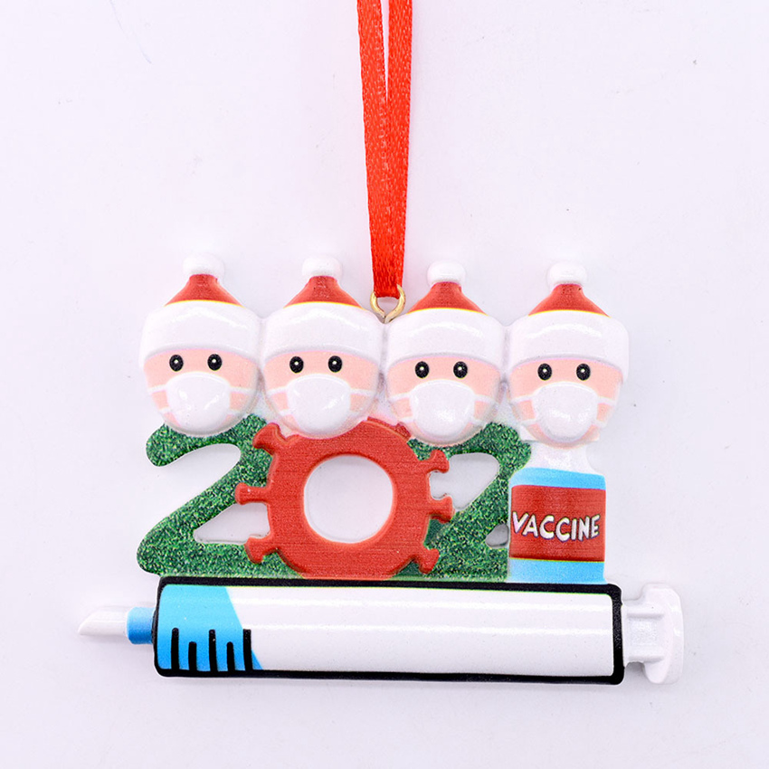 

Quarantine Christmas Decoration Personalized DIY Hanging Ornament with rope Resin Santa Claus Pendant Social Distancing LLA898