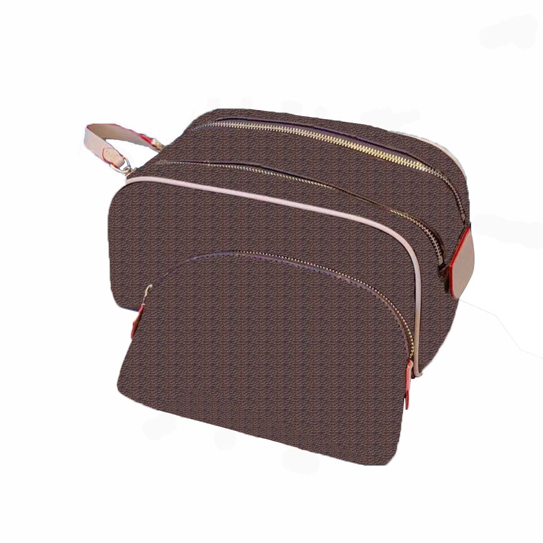 

2021 high quality fashion women's cosmetic bag luxury brand designer handbag classic ladies cosmetics large capacity storage box with double zipper, Brown