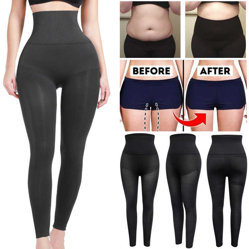 

Leg Shapewear Panty Shapers High Waist Tummy Control Panties Anti Cellulite Body Shaper Thigh Slimmer Women Compression Leggings 210603, Black