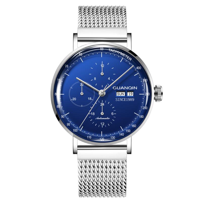 

Wristwatches GUANQIN Fashion Sports Brand Mechanical Automatic Men's Watch Stainless Steel Bracelet Accessories Waterproof Relogio Masculino, White