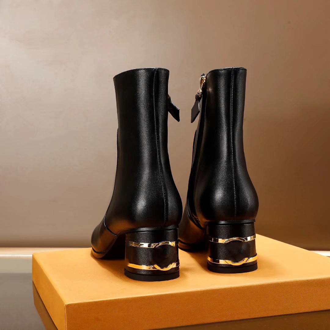 

Fashion spring autumn Boots Women designer shoe Ladies Leather shoes Womens high heels Ankle Boot woman sneaker, Boxes