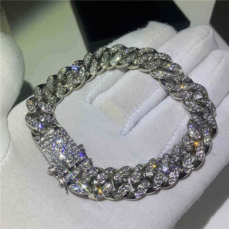 

Hip Hop Fashion Iced Out Fashion Bracelets High Gold Cuban Link Chain Miami Bracelet Hip Hop Jewelry