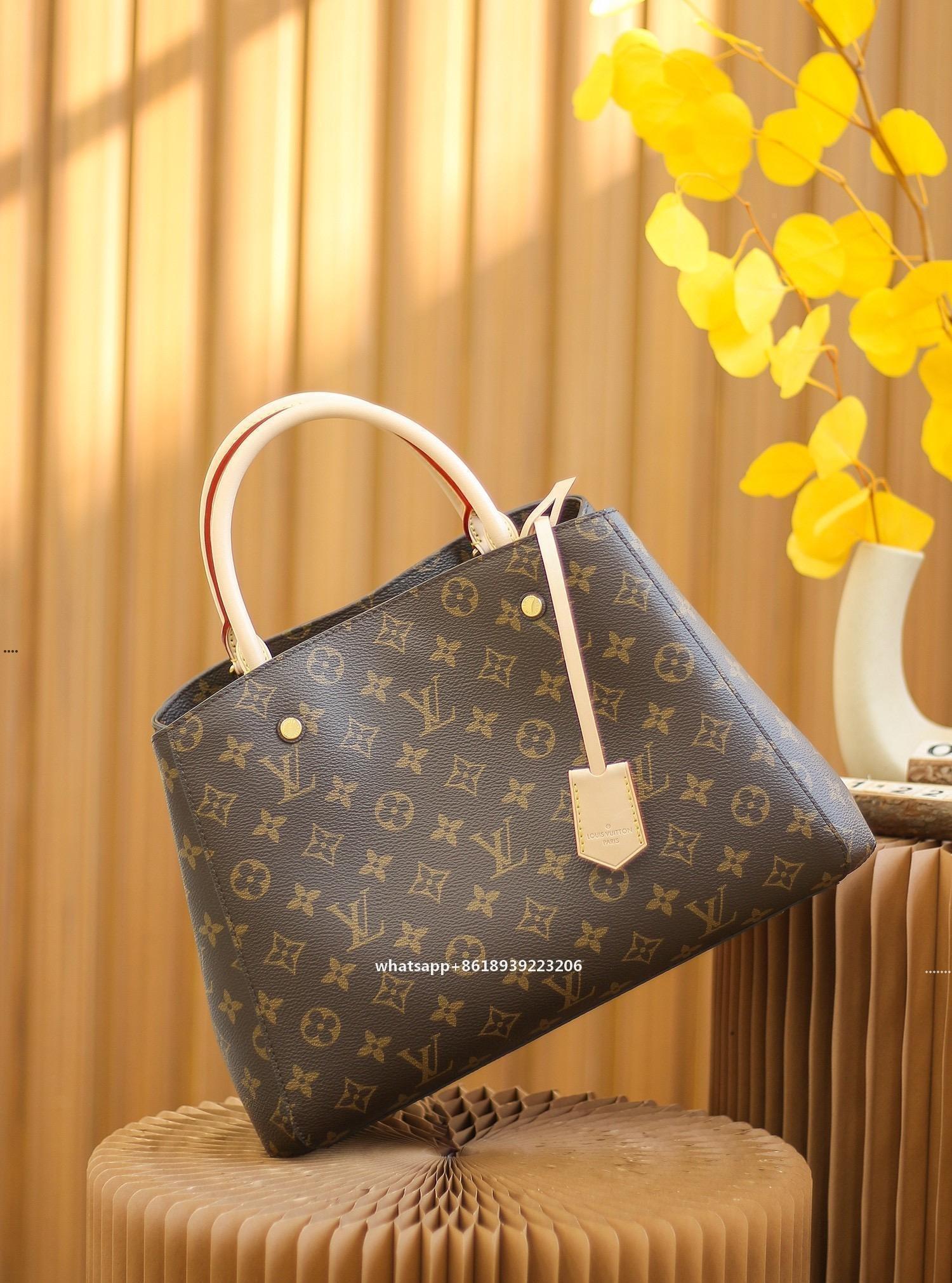 

GGLVlouisvittonyslOriginal High Quality Designer Luxury Handbags Purses MONTAIGNE Bag Women Tote Bra#06, 03