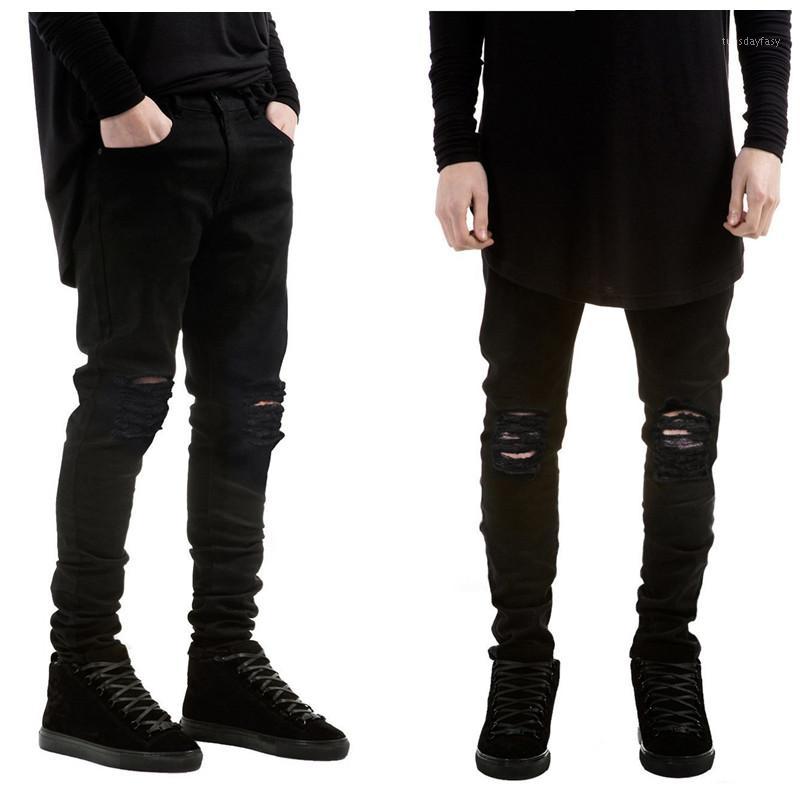 

Men's Jeans Fashion Men Black Skinny Ripped Stretch Slim West Hip Hop Swag Denim Motorcycle Biker Pants Jogger1, B555 black