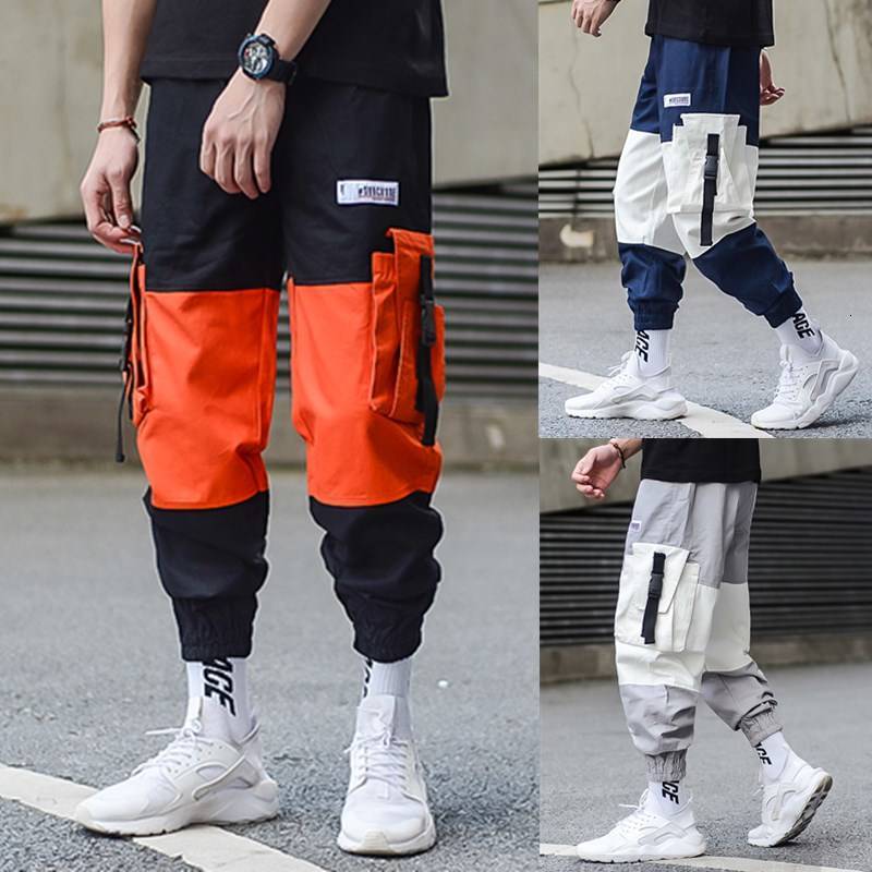 

2021 New Carga Hip Hop Streetwear Splice Joggers De Trabalho Casual Calas Legal Rua Elstico Na Cintura Pant Bmu4, Gray