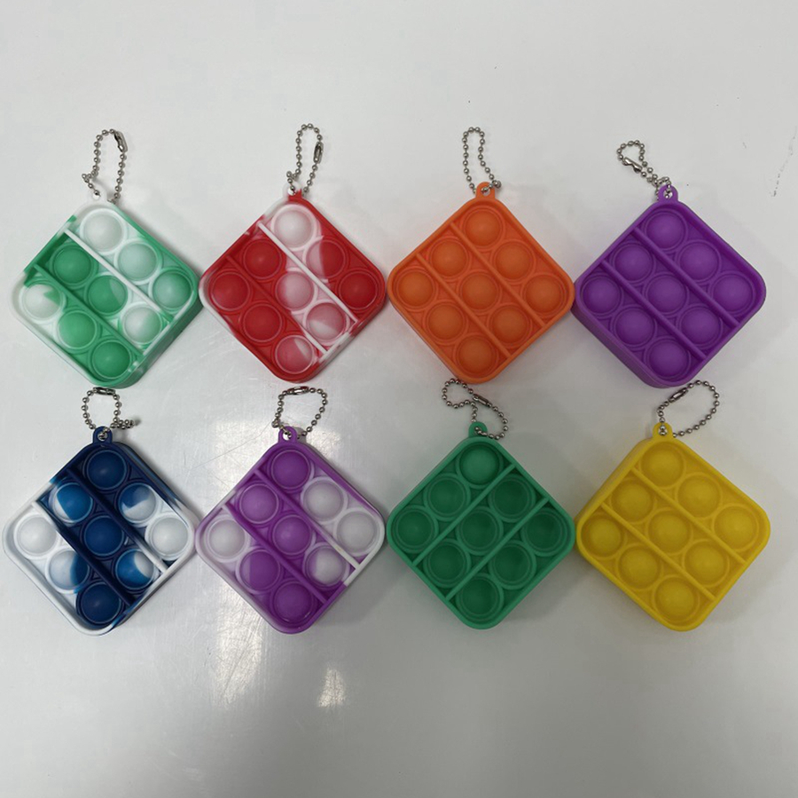 

Mini Tie-dye Square Pop Push Bubble Key chain Sensory Fidget Toy Keychain Stress Reliever Toys Adult Kid Pop it Square Fidget Toys LLA479