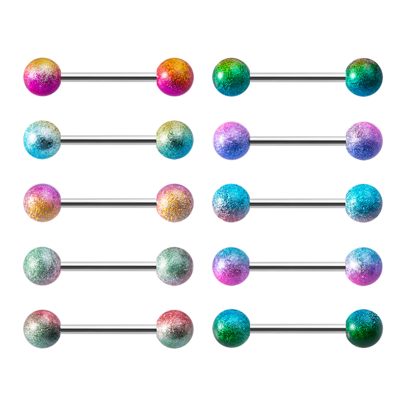 

10pcs Acrylic Colorful Tongue Rings Stud Nipple Piercing Set Ring Barbell Bar Stainless Steel for Women Fashion Body Jewelry