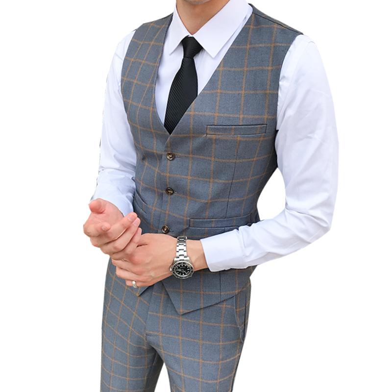

Men's Vests Fashion Brand Mens Two-piece Set (trousers +vest ) Wedding Party Vest + Pants Large Size S-5XL Autumn Pant Waistcoat Suit, Black
