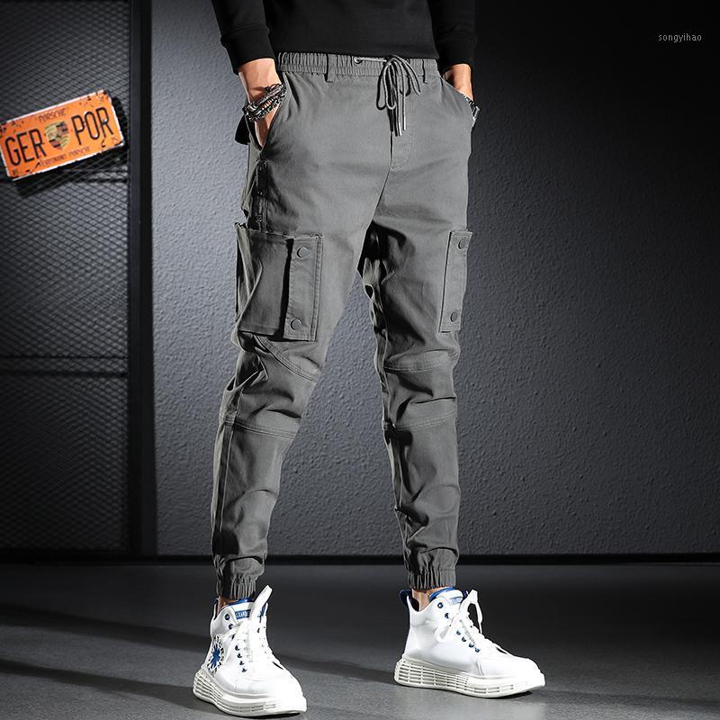 

Casual Cargo Pants Men Military Many Pockets Cotton Stretch Trousers Men's, Black