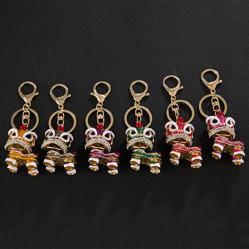 

Fine Key Chain Creative Small Gift Chinese Style Lion Dance Kirin Alloy Fashion Girl's Bag Ornament Automobile Hanging