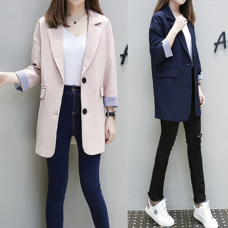 

Female Fashion New Spring Section Long Thin Fine Ladies Suit Autumn Jacket Women's Clothing Odsh
