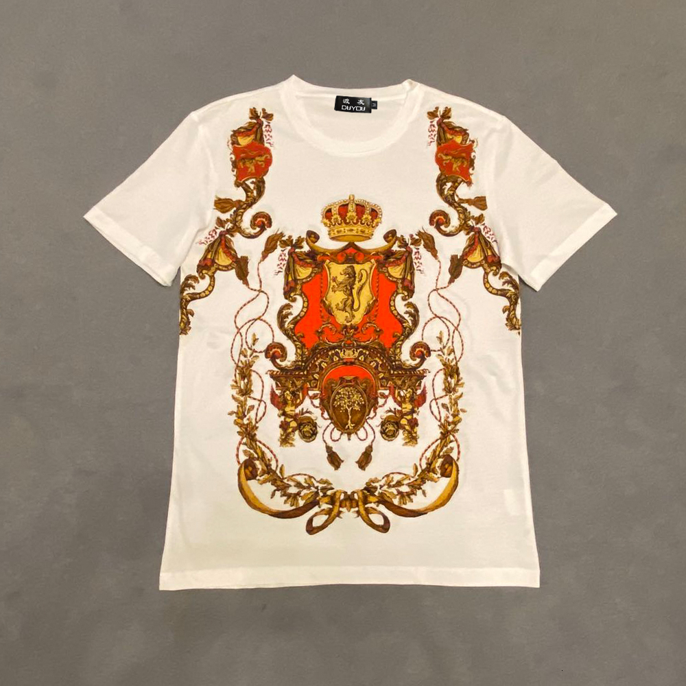 

2021 New Summer Men Short Sleeve t Shirt Round Neck T-shirt Crown and Bae Print Men's Brand Clothing Cotton Tshirt 899p, White