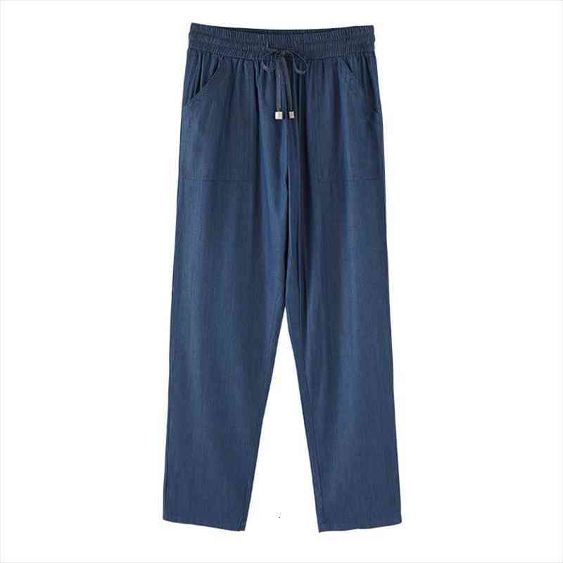 

Summer Women Jeans Pants Plus Size High Waist Washed Light Blue Denim Ankle-length Pencil Pants Boyfriend Loose Casual Slim, Black;white