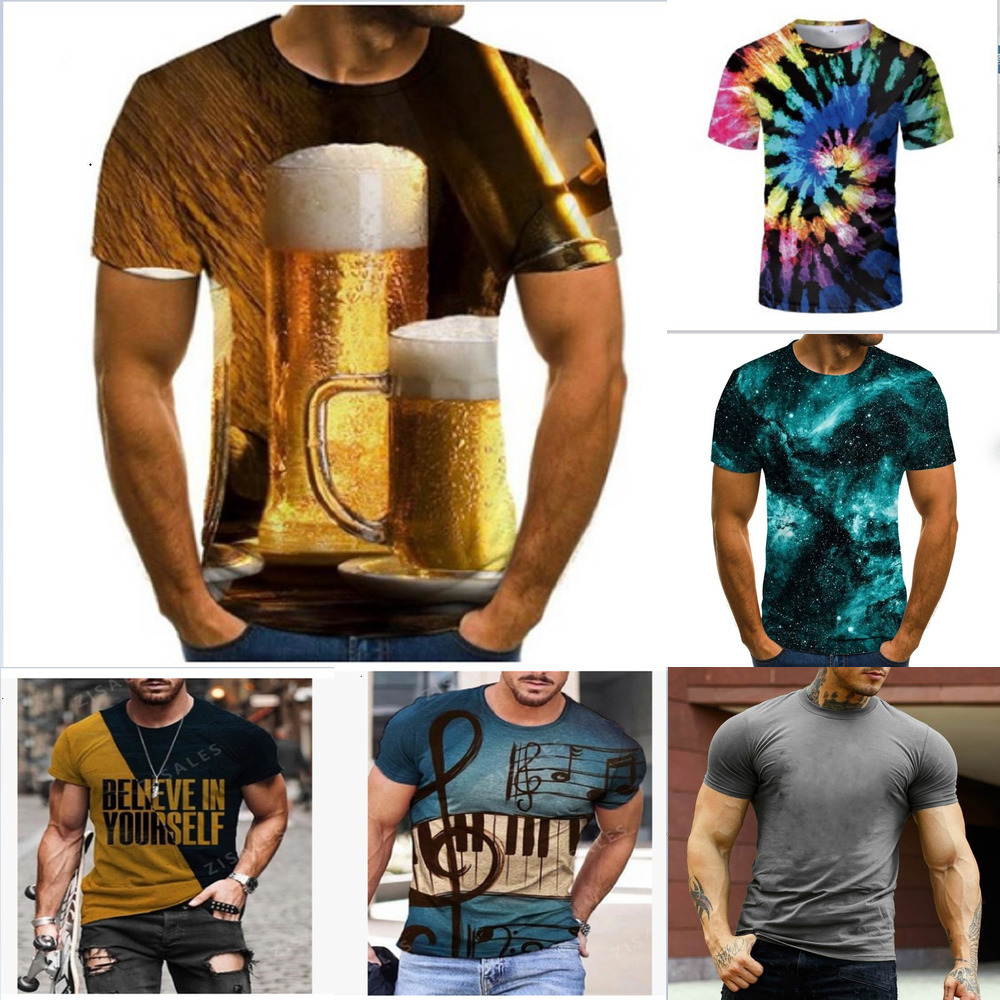 

Mens Fitness T-shirt 2021 Summer Printing Graphic t shirts Running Breathable Men's 3D Tops Hiphop Style Street Tees Plus Size, White;black