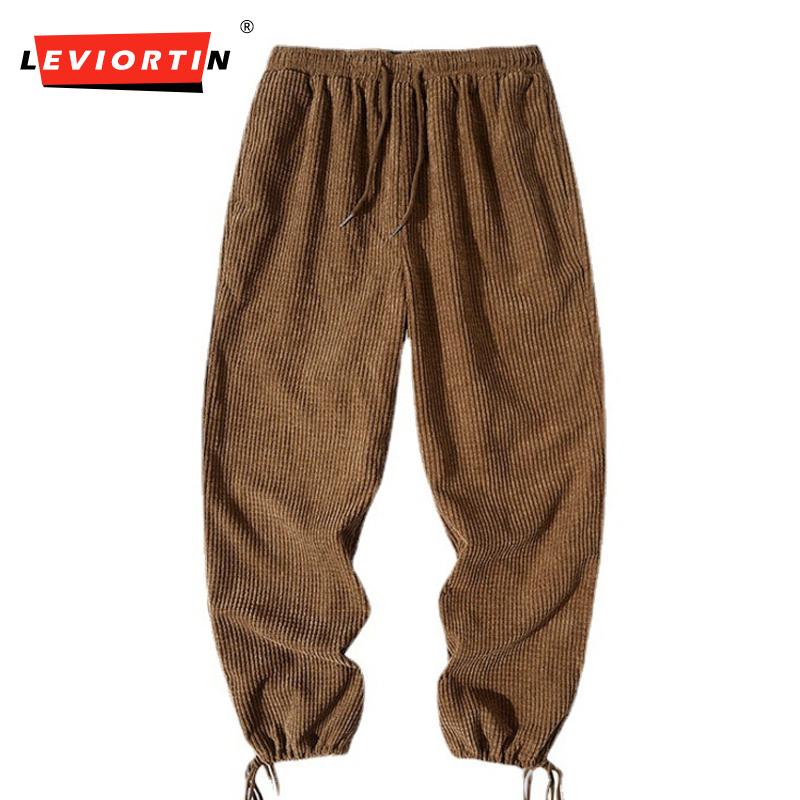 

Men's Pants Corduroy Mens Harem Fashion Men Jogging Sweatpants Big Size Cotton Women Trousers Streetwear Drop, Black