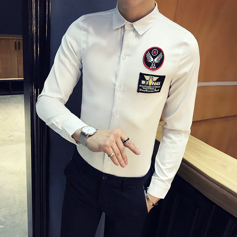 

New Coreano Primavera Novo Comissrio Bordo Camisas De Manga Longa Para Roupas Masculinas 2021 Simples Fino Ajuste Casual Escritrio Blusa 6e5, White