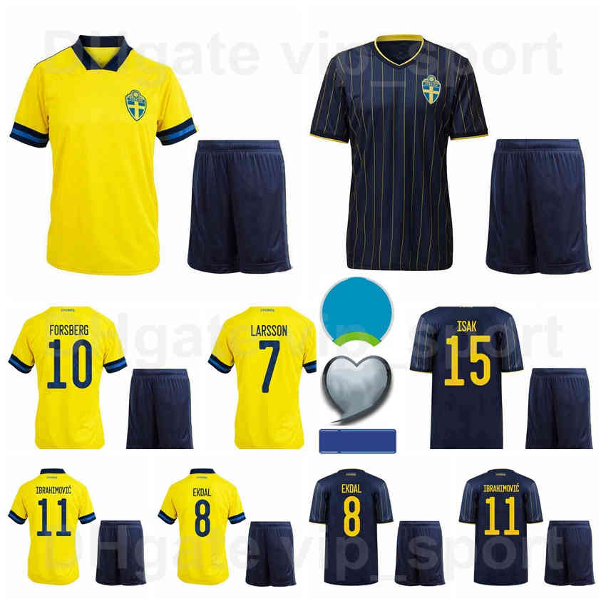 

2021 2022 Soccer Sweden 22 Robin Quaison Jerseys Set National Team 10 Emil Forsberg 11 Alexander Isak 21 Dejan Kulusevski Football Shirt Kits, Navy blue