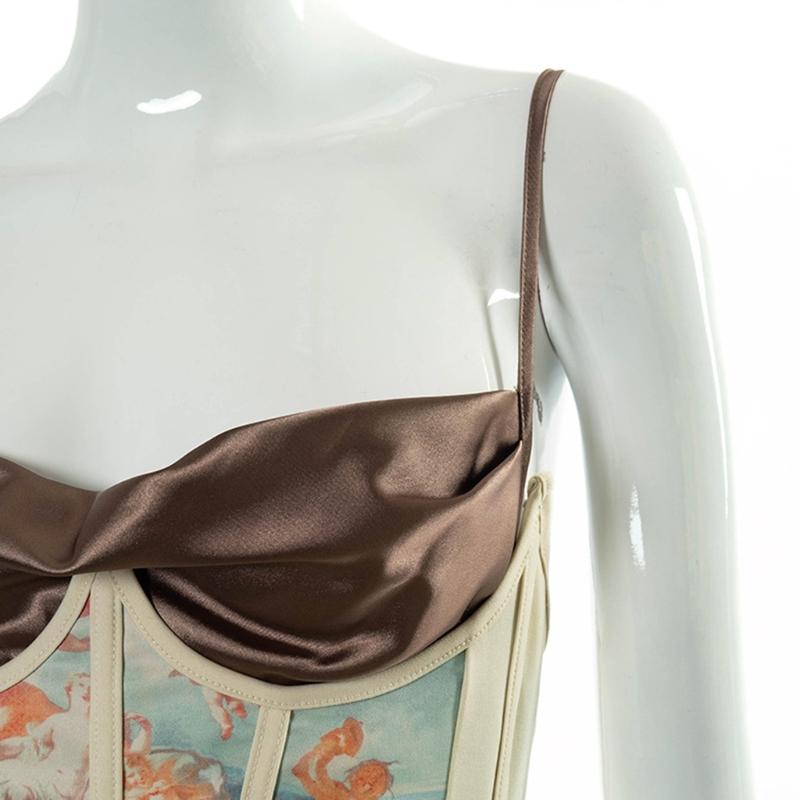 

Belts Women Vintage Angel Print Corset Wrap Girdle Boned Waist Shaper Underbust Bustier Cincher Elastic Slim Belt Shapewear, Black;brown