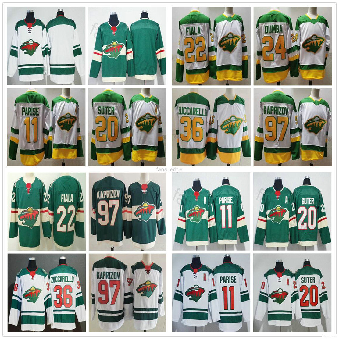 

2020 2021 New Reverse Retro Minnesota Wild Zach Parise Ryan Suter Mats Zuccarello Kevin Fiala Matt Dumba Kirill Kaprizov Ice Hockey Jerseys, Black;red