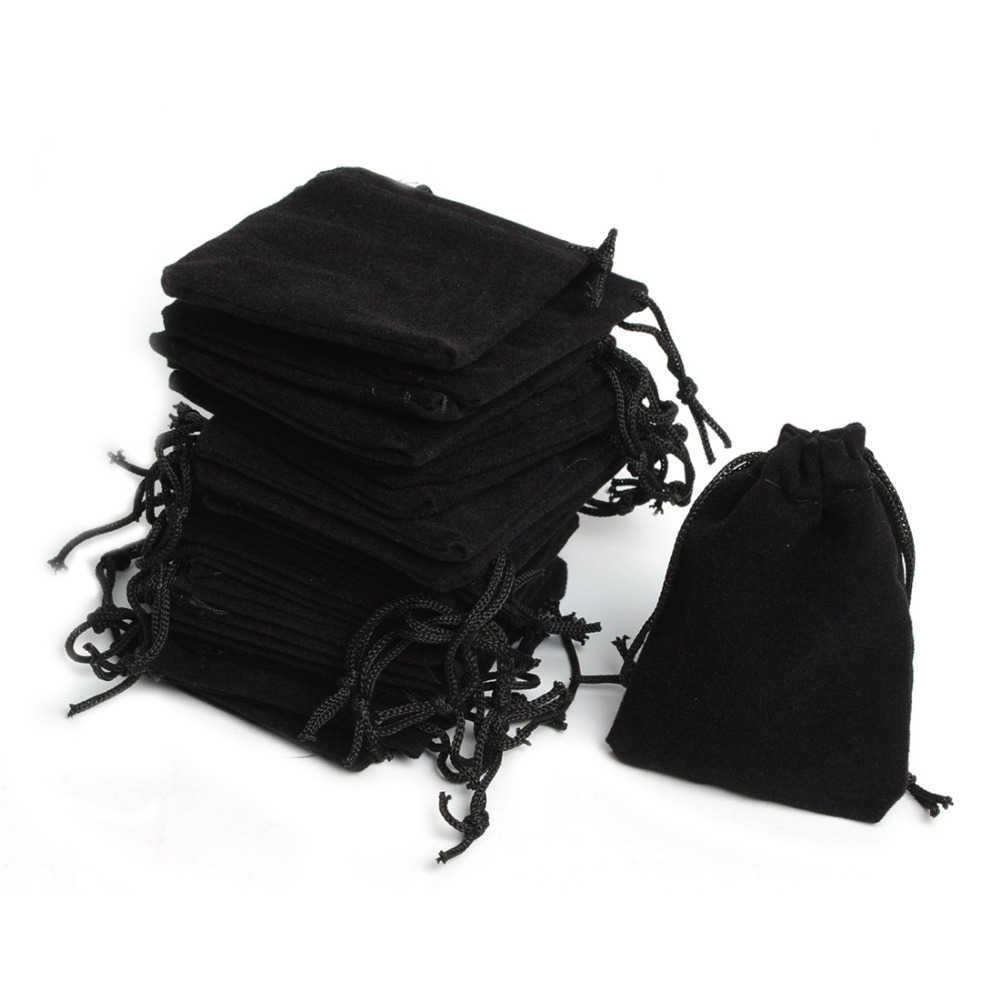 

100Pcs 5x7cm Velvet Drawstring Pouch Bag Jewelry Christmas Wedding Gift s Pouches Packaging sachet bonbon zakjes 211013